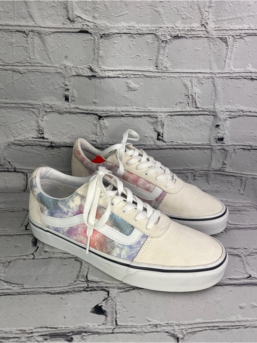 Vans Ward Heart Tie Dye White Suede & Canvas Low-Top Sneakers
